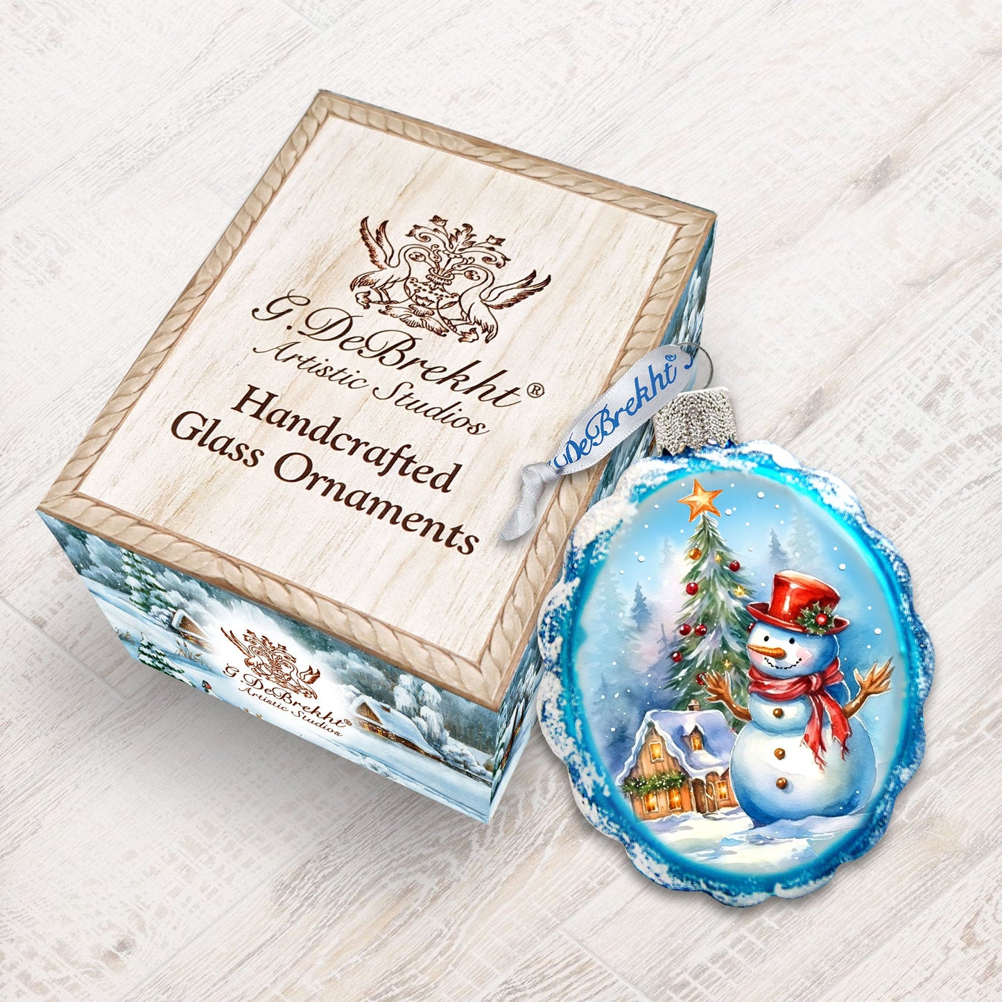 Snowman and Christmas Tree Mercury Glass Ornaments by G. Debrekht - Christmas Santa Snowman Décor - 776020