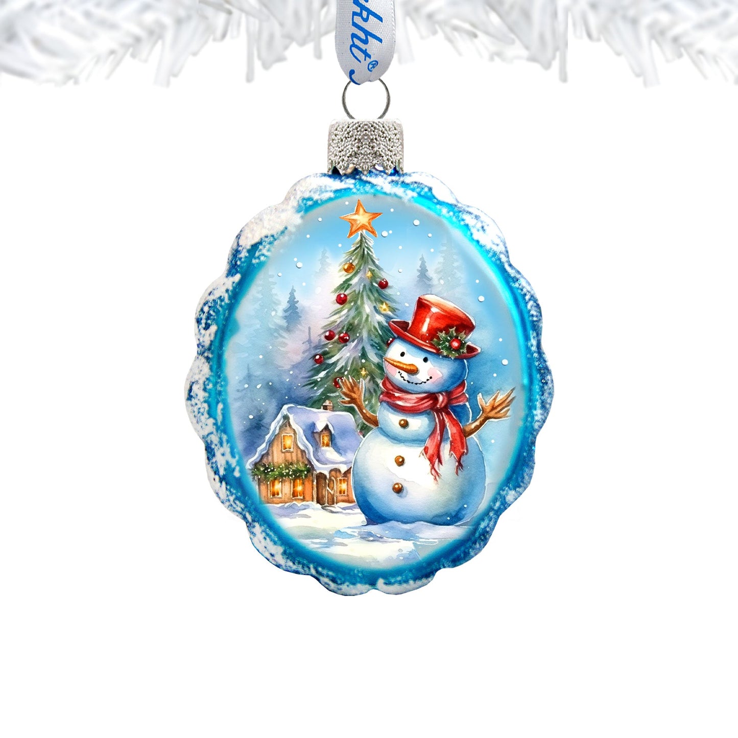 Snowman and Christmas Tree Mercury Glass Ornaments by G. Debrekht - Christmas Santa Snowman Décor - 776020