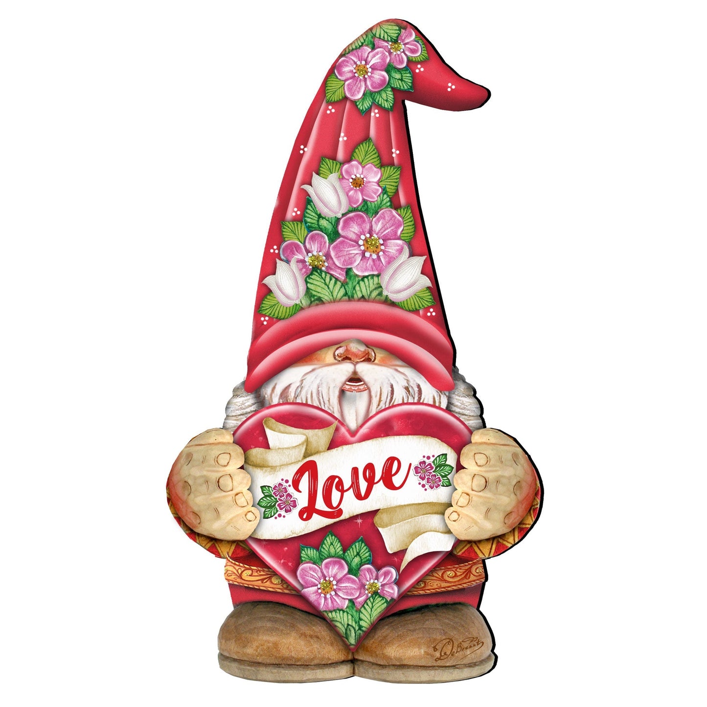 Love Gnome Wooden Door Hanger Wall Art by G. DeBrekht - Love Family Kids Decor - 8611018H