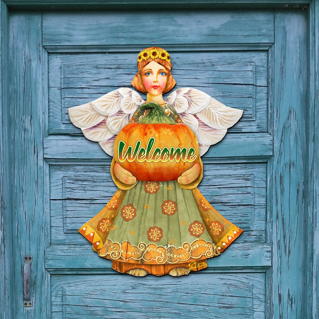 Welcome Fall Angel Halloween Door Decor by G. DeBrekht - Thanksgiving Halloween Decor - 8155232-2H