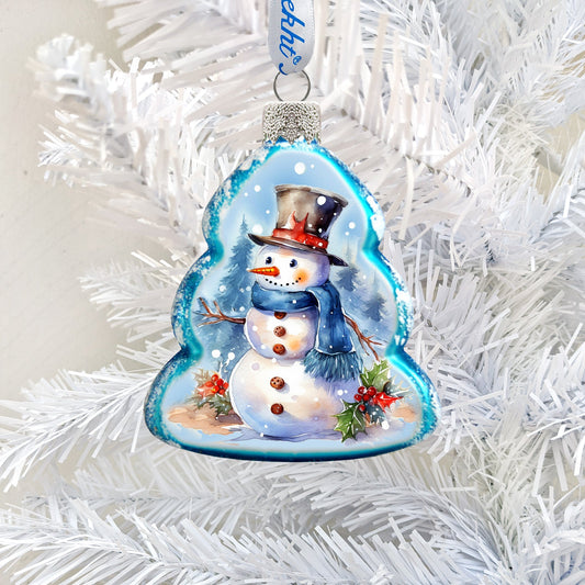 Cheerful Snowman Mercury Glass Ornaments by G. Debrekht - Christmas Santa Snowman Decor - 776022