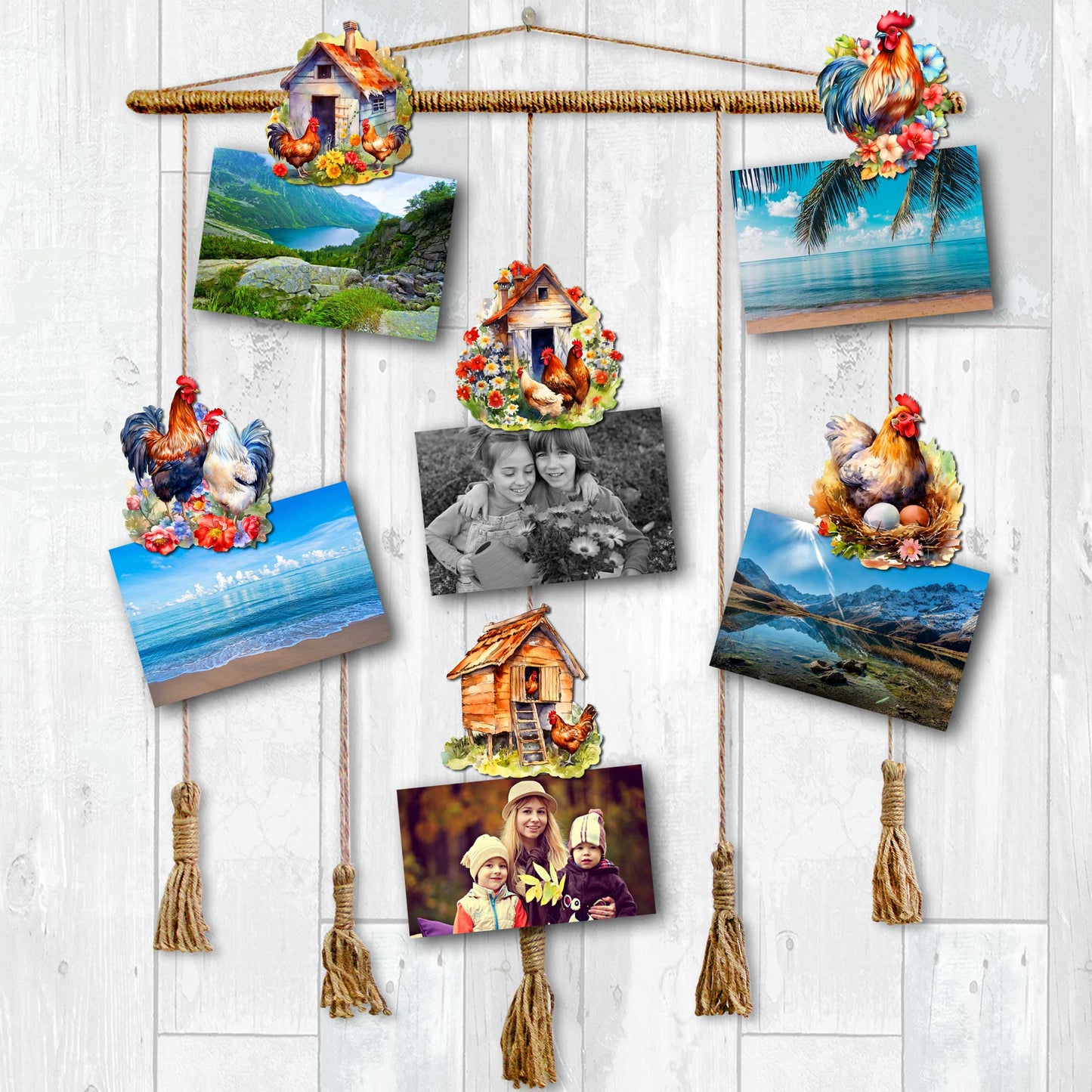 Spring on the Farm Decorative Wooden Clip-on Ornaments Set of 6 by G. Debrekht - Easter Decor - 8090056C-S6
