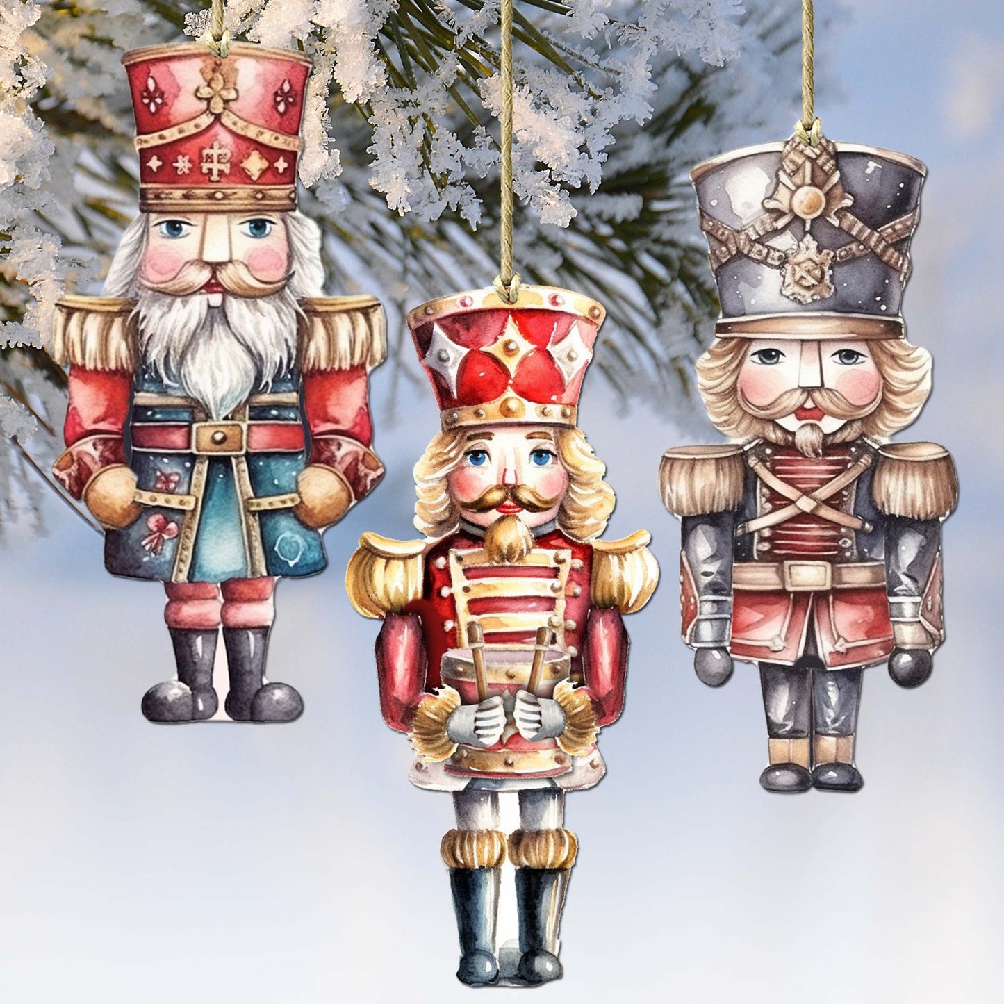 Nutcrackers Decorative Wooden Ornaments of 3 by G. Debrekht - Christmas Decor - 8091008-S3