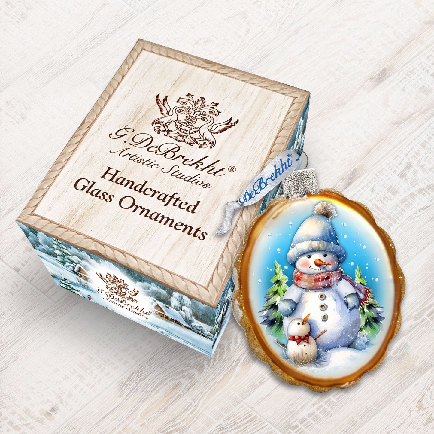 Snowman's family Mercury Glass Ornaments by G. Debrekht - Christmas Santa Snowman Decor - 776014