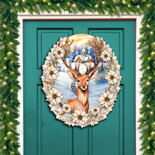 Majestic Forest Deer Holiday Door Decor by G. Debrekht - Christmas Decor - 8611065H