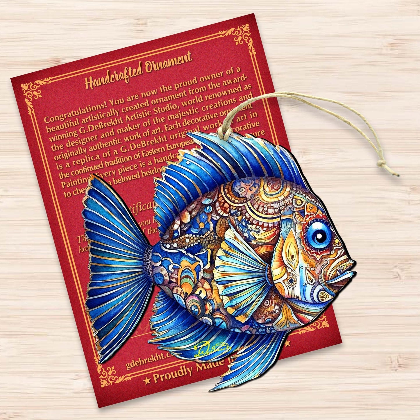 Coastal Decorations - Sapphire Sea Fish Wooden Ornaments by G. Debrekht Coastal Holiday Decor - 8688307