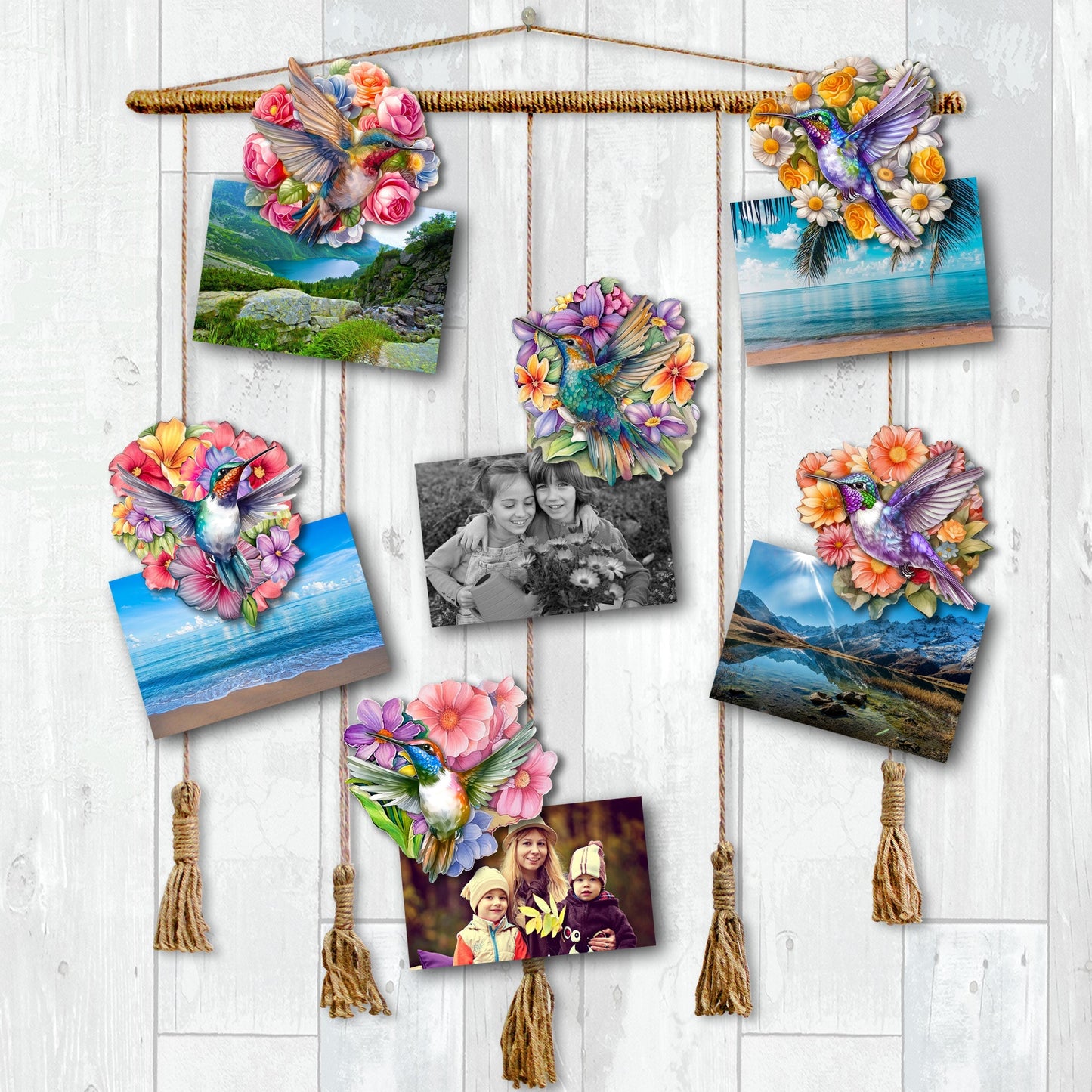 Hummingbirds Decorative Wooden Clip-on Ornaments Set of 6 by G. Debrekht - Easter Spring Decor - 8090140C-S6