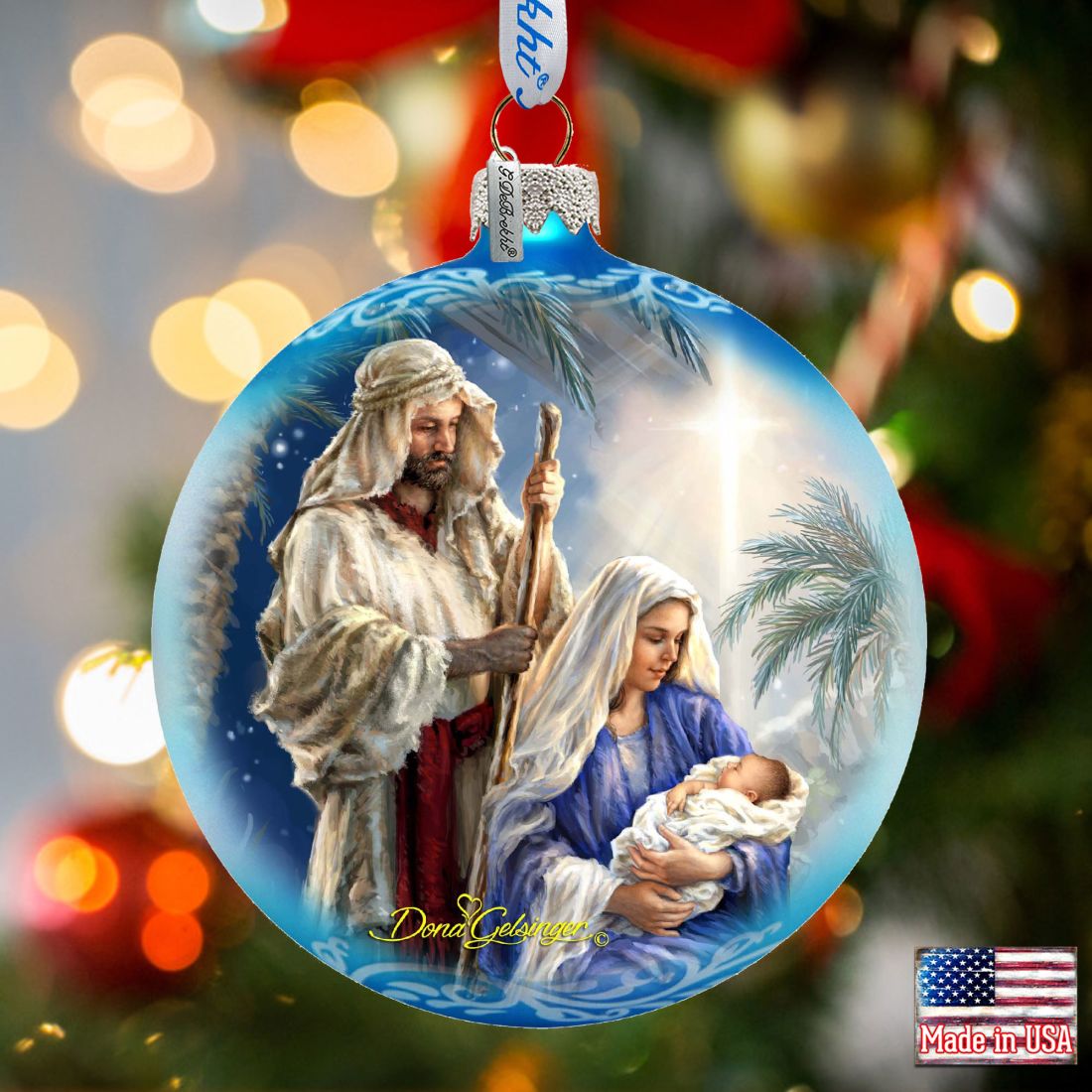 Holy Night Glass Ornament Limited Edition by D. Gelsinger - Nativity Holiday Decor - 73894-1618