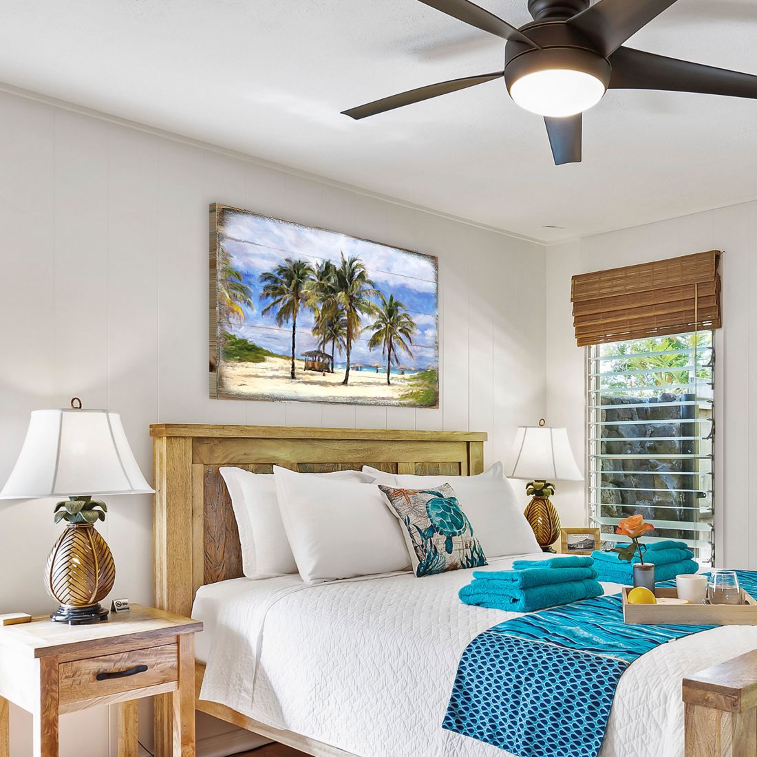 Sowder Palm Trees Beach Wood Wooden Coastal Wall Art by Nature Wonders - Coastal Sea-Life Decor - 95258B