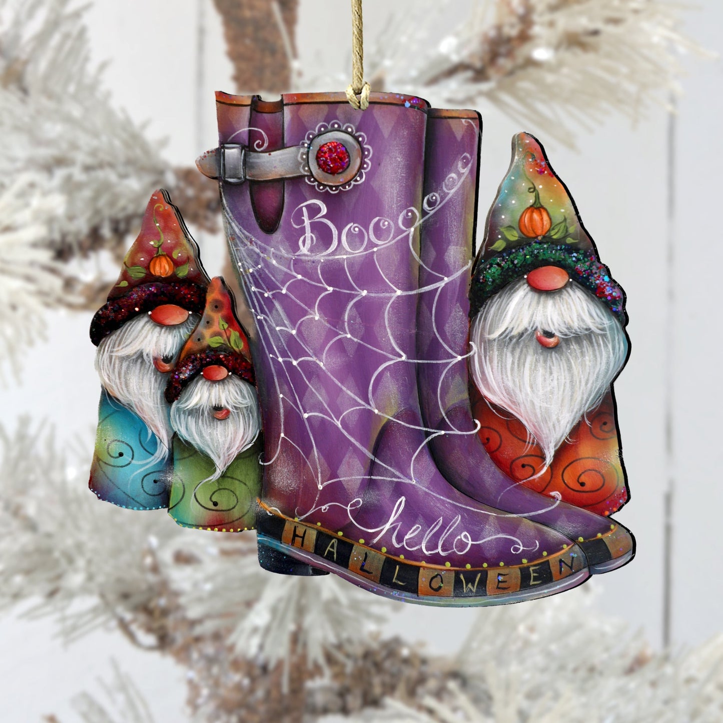 Hello Halloween Boots Wooden Ornaments by Jamie Mills-Price Halloween Decor - 8611062-4-MP