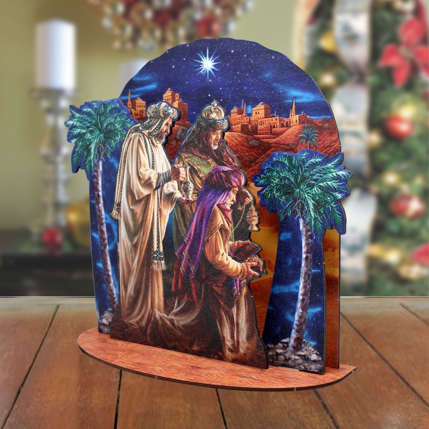 Three Kings Decorative Village Set Art by D. Gelsinger - Nativity Holiday Decor - 852765