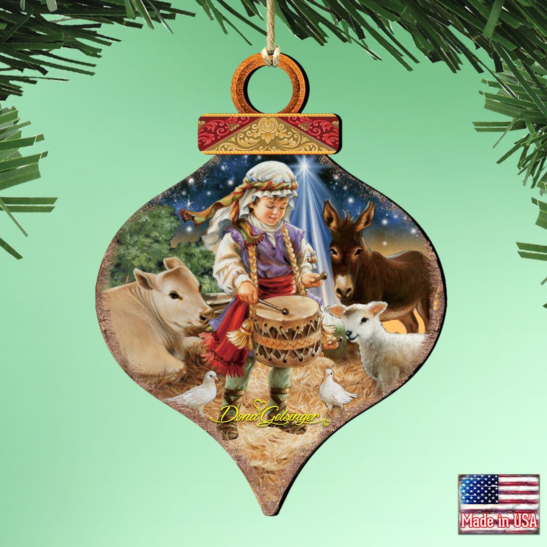 Little Drummer Boy Drop Wooden Ornaments by Gelsinger - Nativity Holiday Decor - 8031151-9720