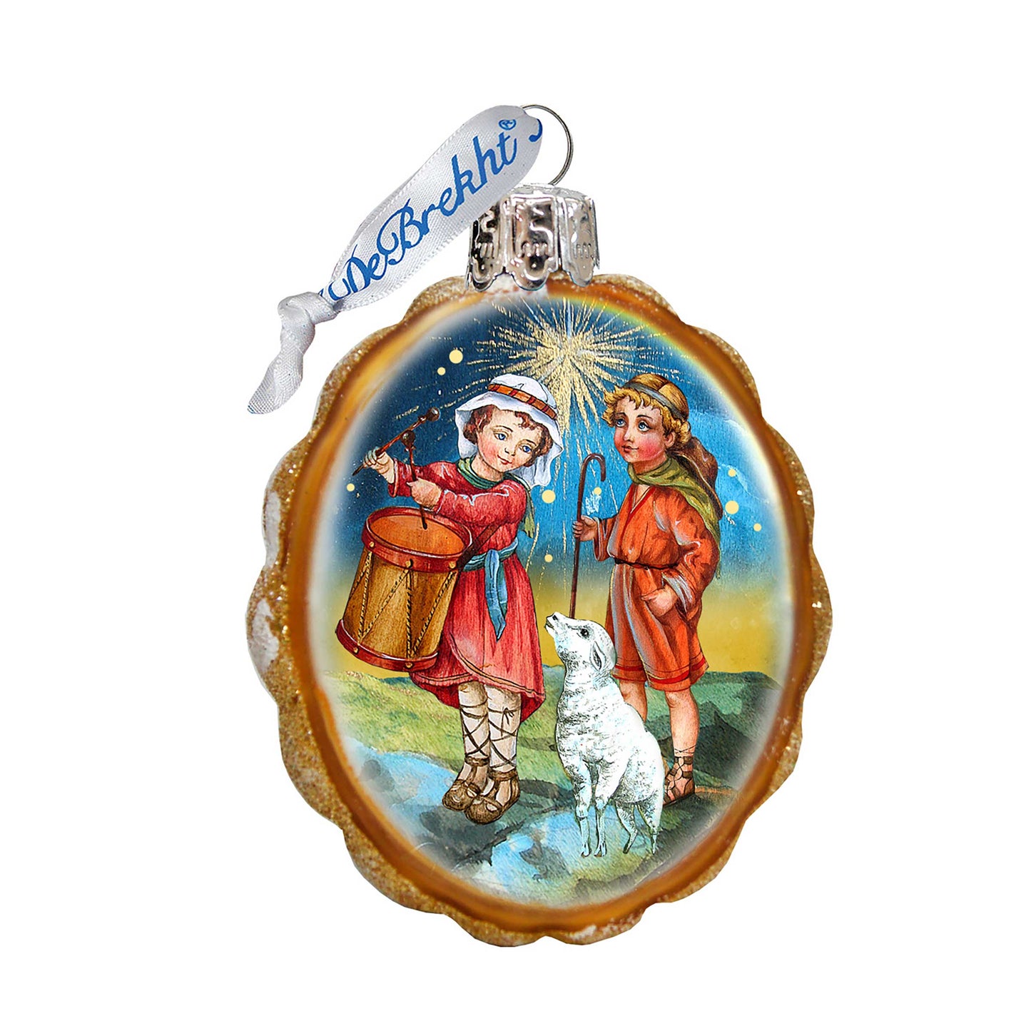 Drummer and Shepherd Boy Mercury Glass Ornament by G. DeBrekht - Nativity Holiday Decor - 772074