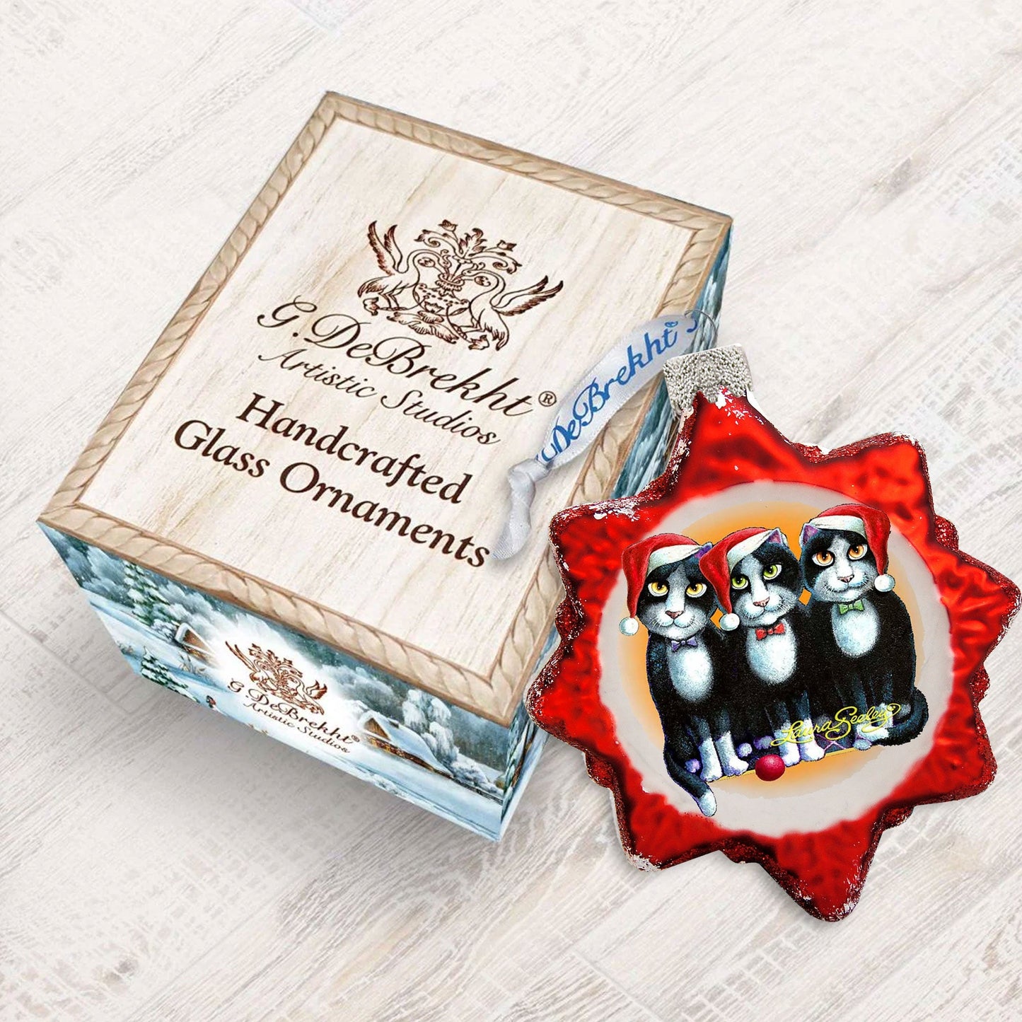 Boys Night Out Mercury Glass Ornament by Laura Seeley - Pets Dog and Cats Decor - 779215-LS