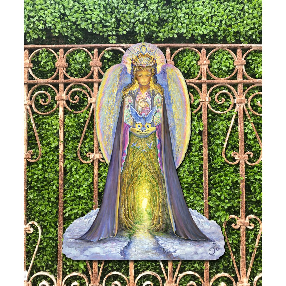 The Angel and the Bluebird Holiday Outdoor Yard Sign by Josephine Wall - Christmas Decor - 845623F-JW