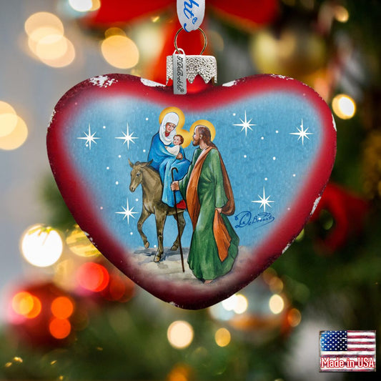 Nativity Heart Glass Ornament by G. DeBrekht - Nativity Holiday Decor - 73511