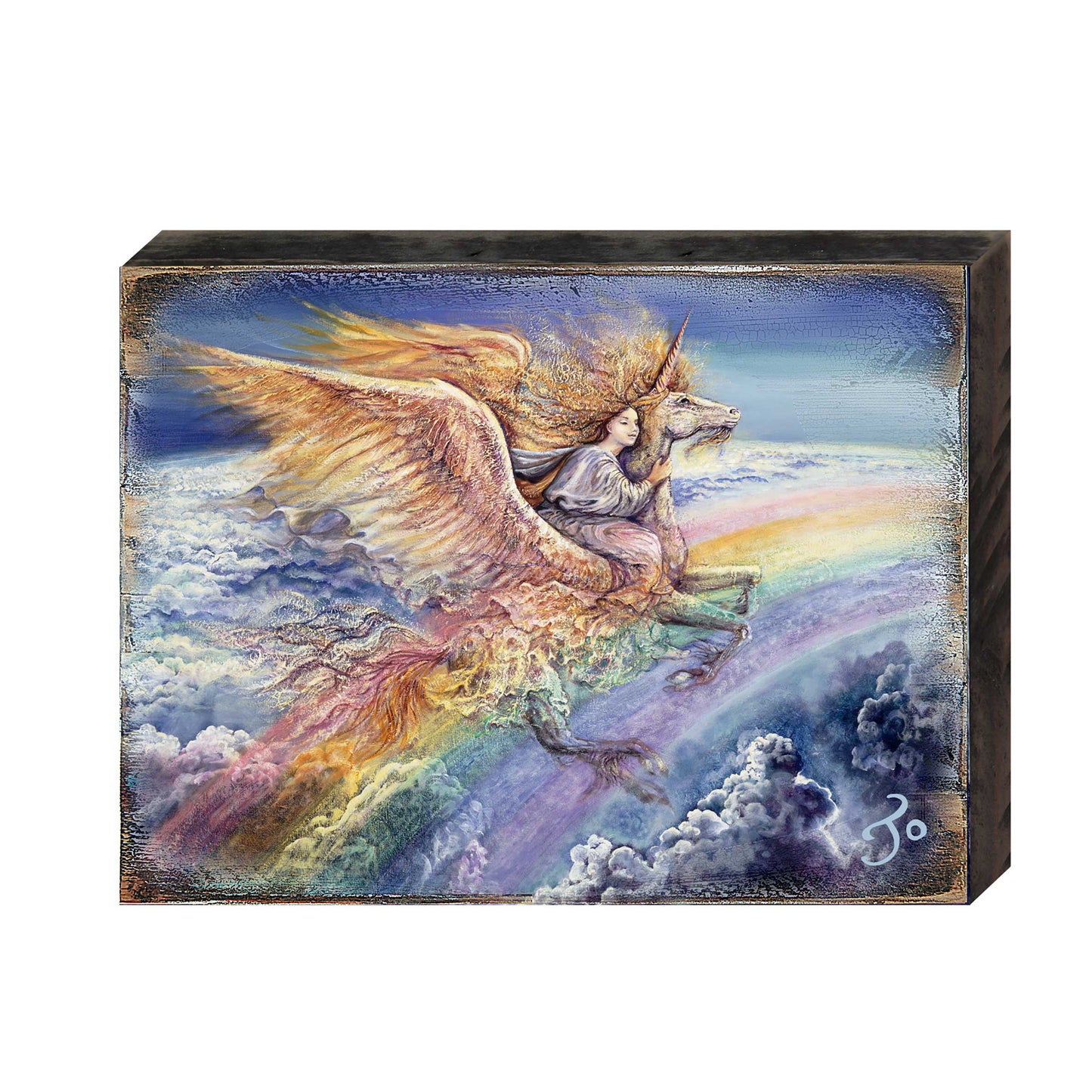 Flight to Aquarius Fantasy Wooden Wall Art by Josephine Wall - Fantasy Decor - 852116-JW