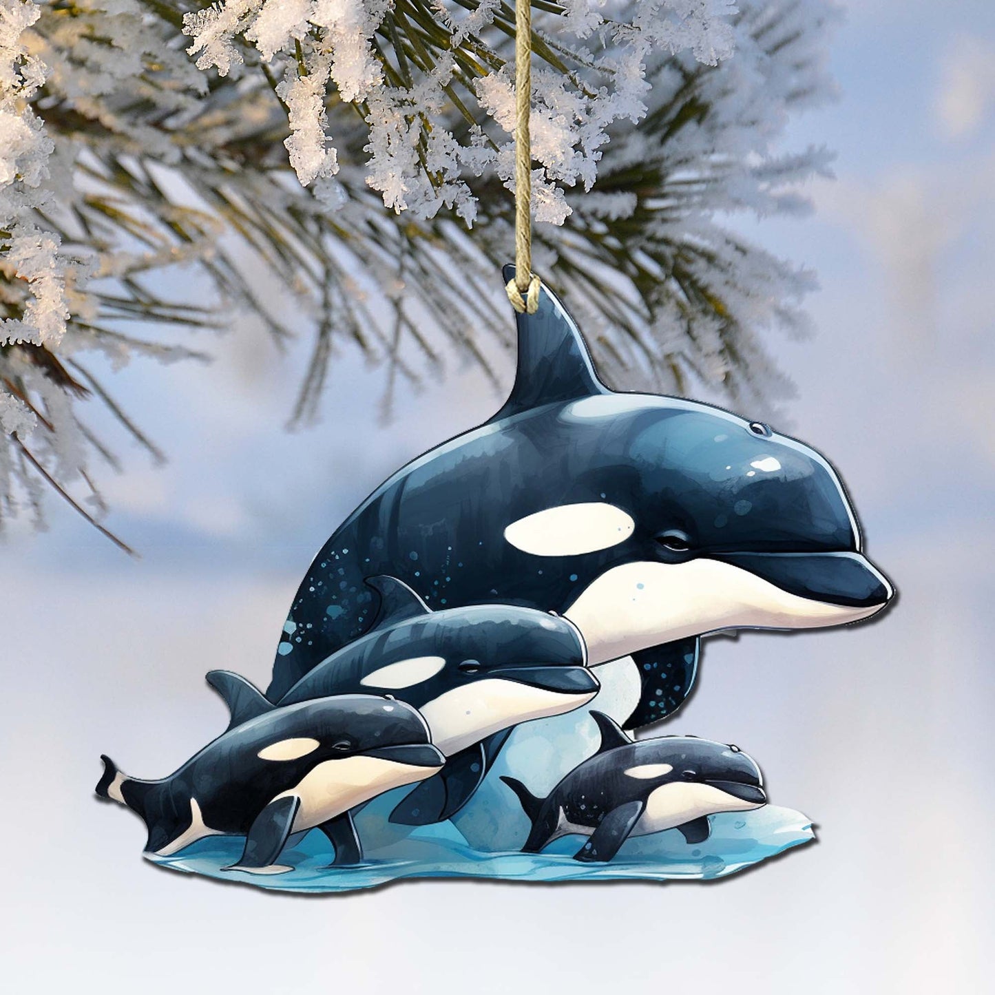 Orca's Family Wooden Ornaments by G.Debrekht - Wildlife Holiday Decor - 8710102-2