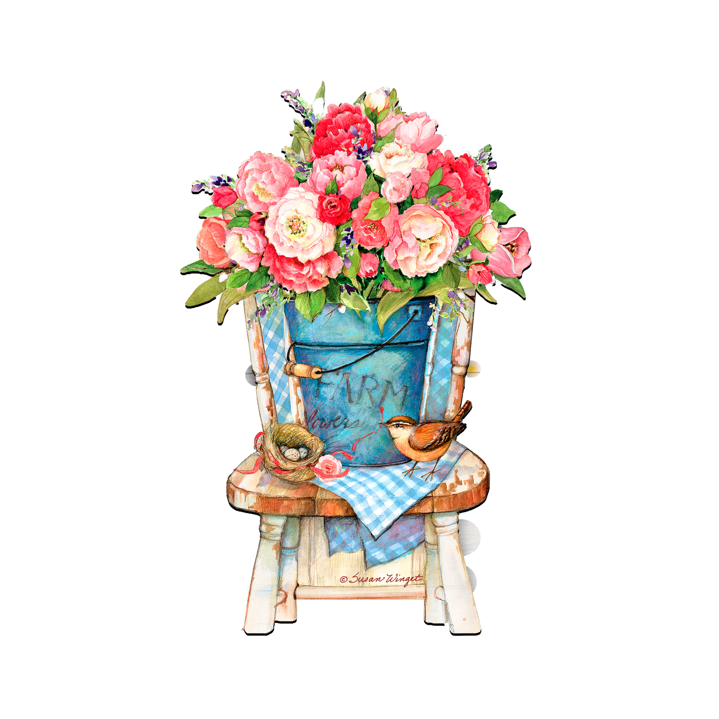 Peony Bouquet Easter Door Dcor by Susan Winget - Easter Spring Decoration - 8471302H-SW