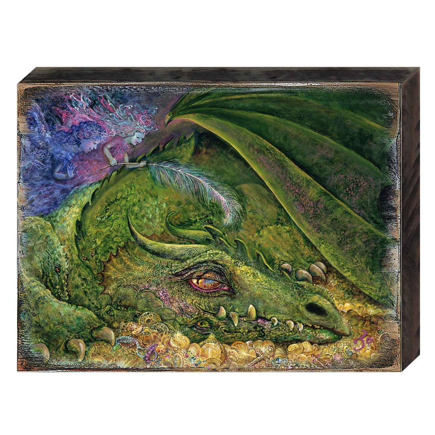 Never Tickle a Sleeping Dragon Fantasy Wooden Wall Art by Josephine Wall - Fantasy Decor - 852135-JW