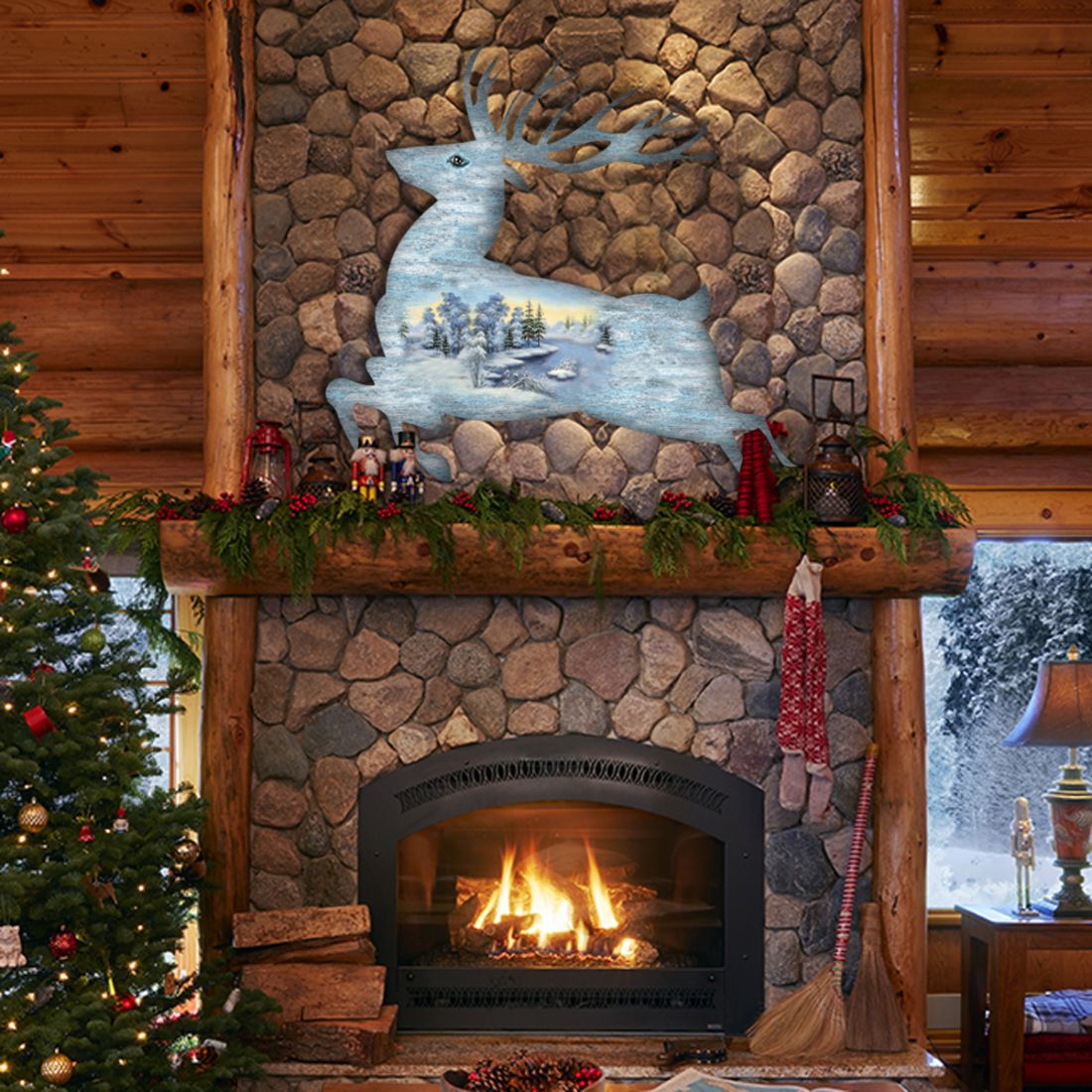 Prancing Deer Wildlife Door Decor - G. DeBrekht - Wildlife Holiday Decor - 8198211-1H