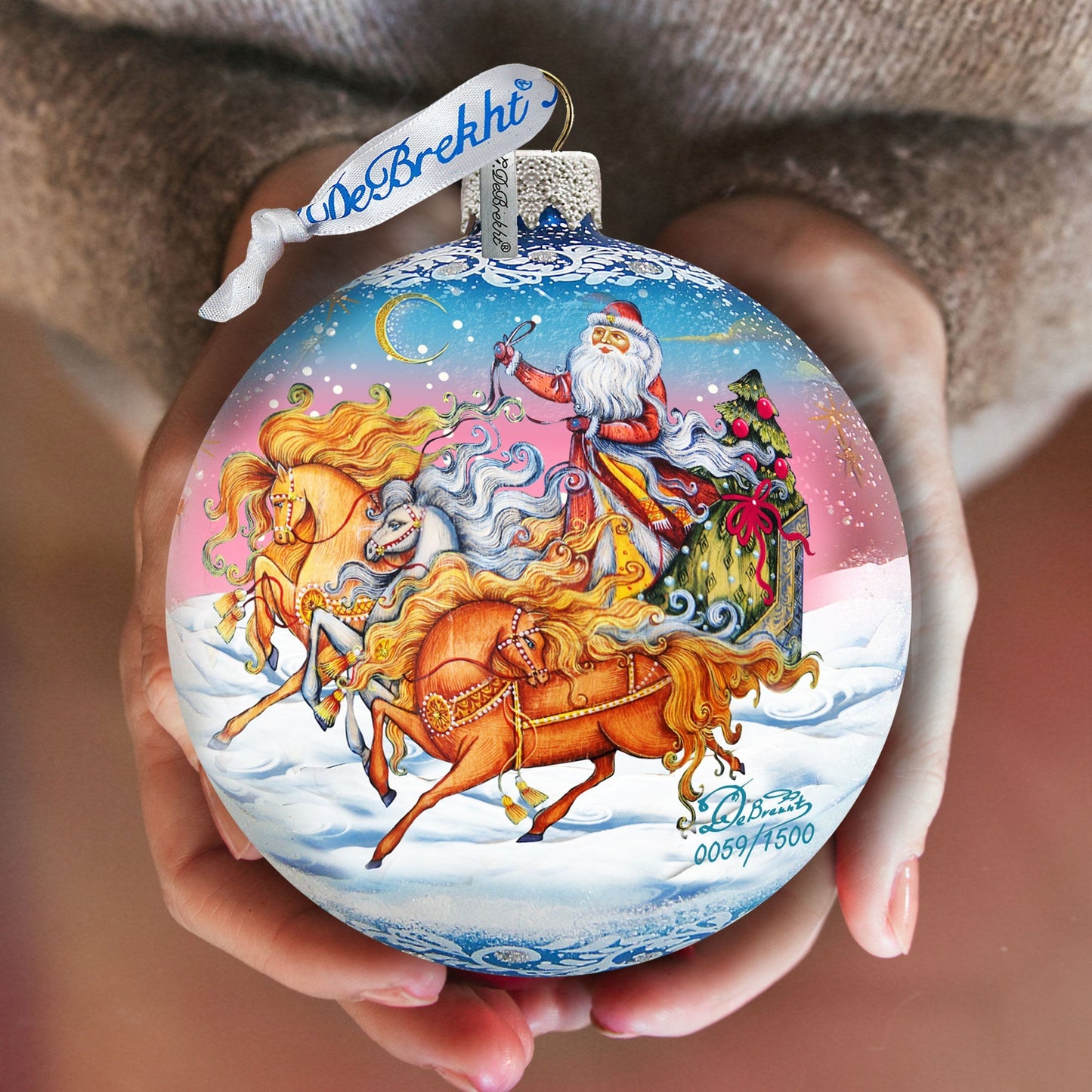 Sleigh Ride Ball Glass Ornament Limited Edition by G. DeBrekht - 73850
