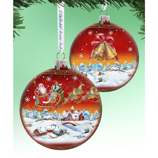 Up-Up and Away Red Glass Ornament Limited Edition by G. DeBrekht - Christmas Santa Snowman Decor - 73842R