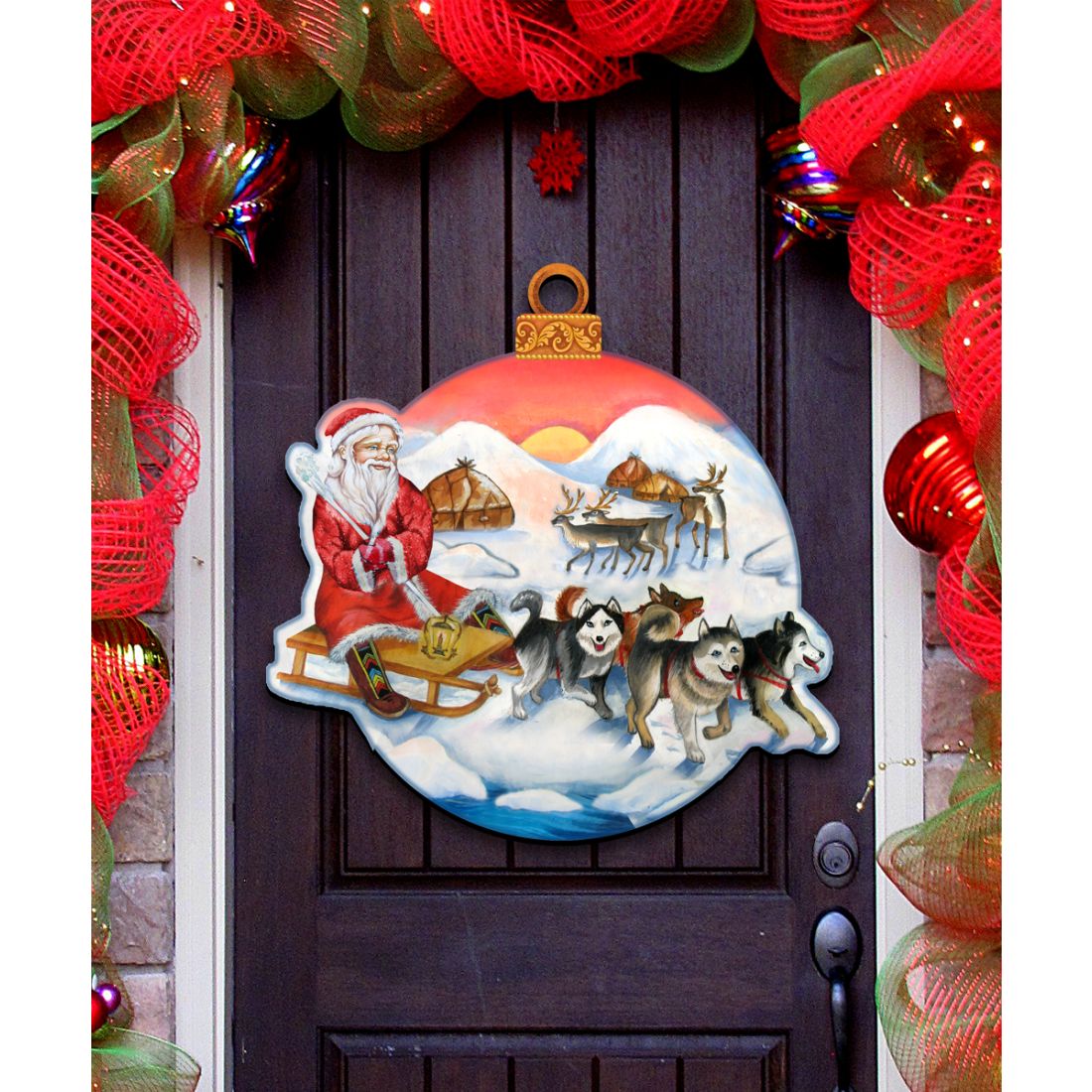 Northern Light Santa Christmas Door Decor by G. DeBrekht - Christmas Santa Snowman Decor - 8117419H