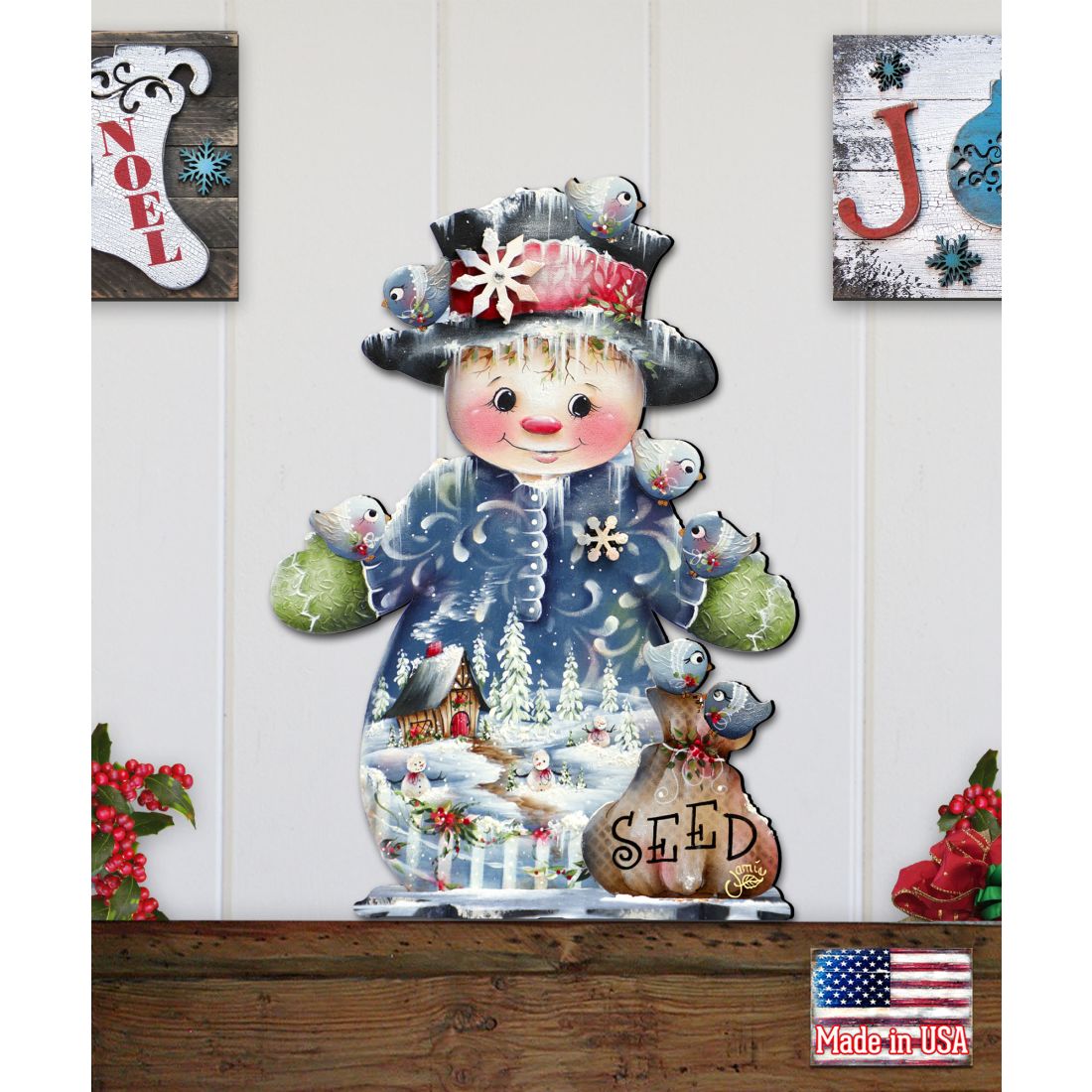 Freezing Friends (Frosting Sparkle) Door Decor by Jamie Mills-Price - Christmas Santa Snowman Decor - 8457511H