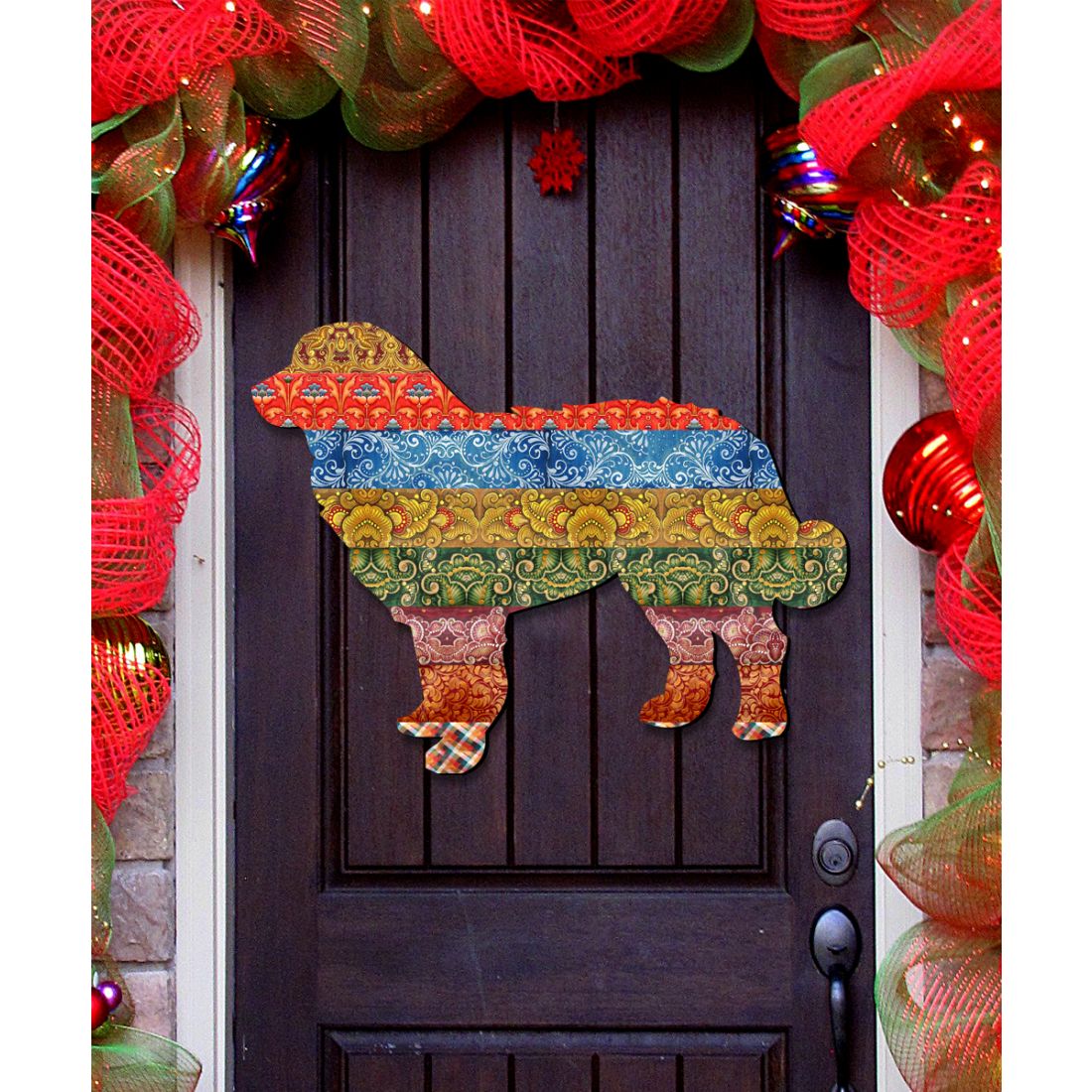 Dog Quilted Pattern Holiday Door Decor by G. DeBrekht - Christmas Decor - 8198135H