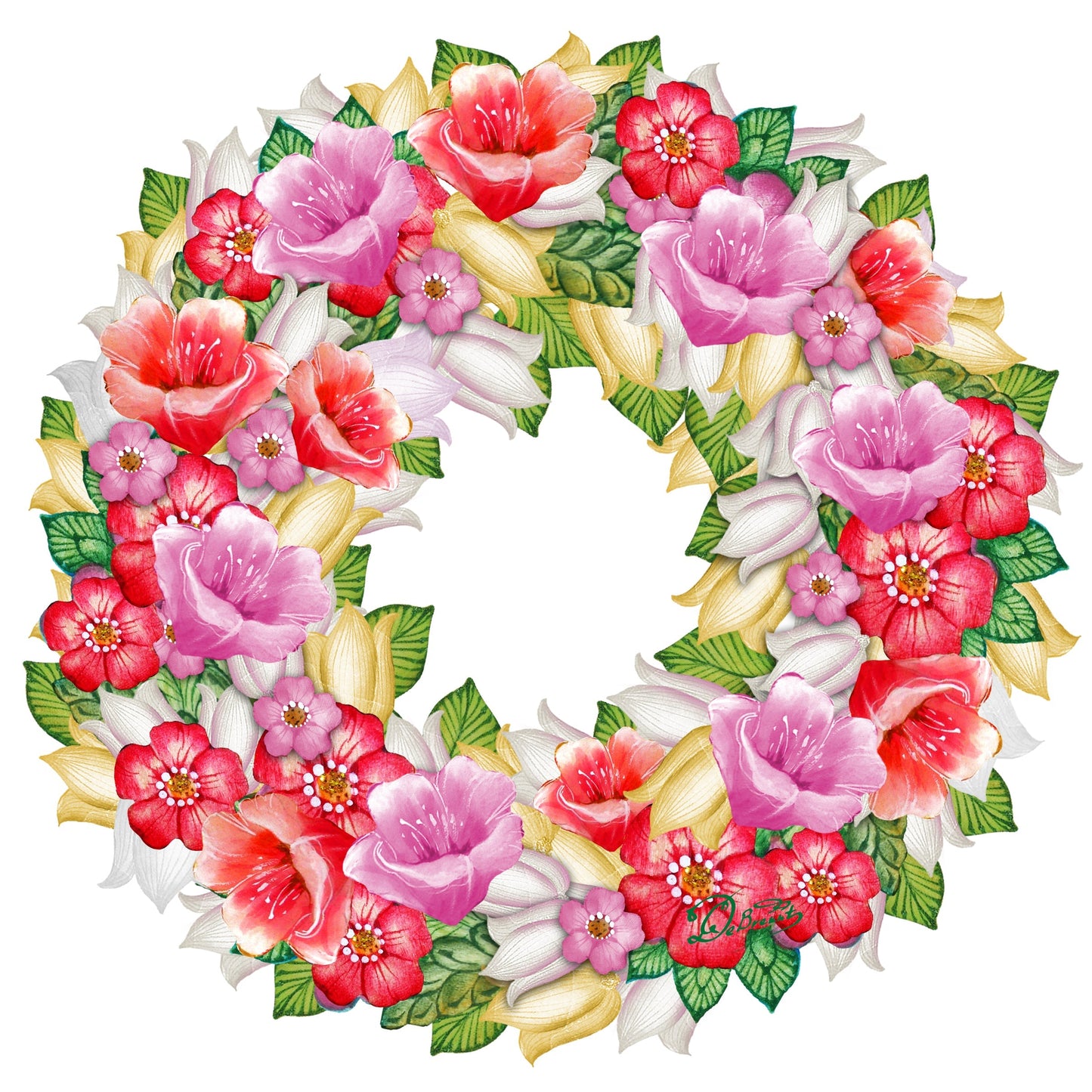 Summer Flowers Holiday Door Wreath by G. DeBrekht - Easter Spring Decor - 8185303-2H