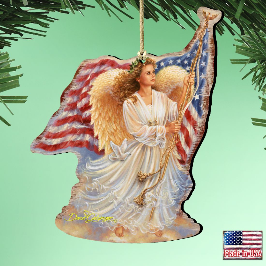American Angel Wooden Ornaments by Gelsinger - American Christmas Decor - 8161021-0107
