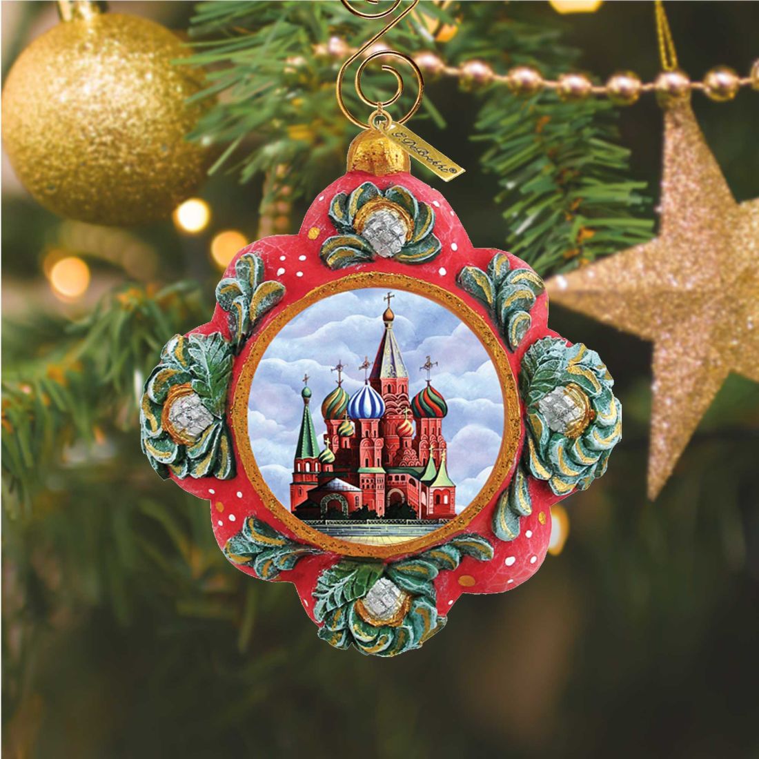 St Basil Cathedral Sculpted Hand-Painted Christmas Ornament by G. DeBrekht - Christmas Decor - 6103405
