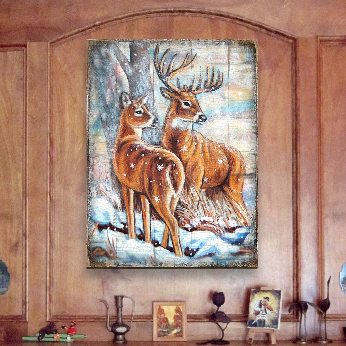 Schmid Deer's Art Wooden Wall Art by Nature Wonders - Nature Wildlife Decor  - 95212B
