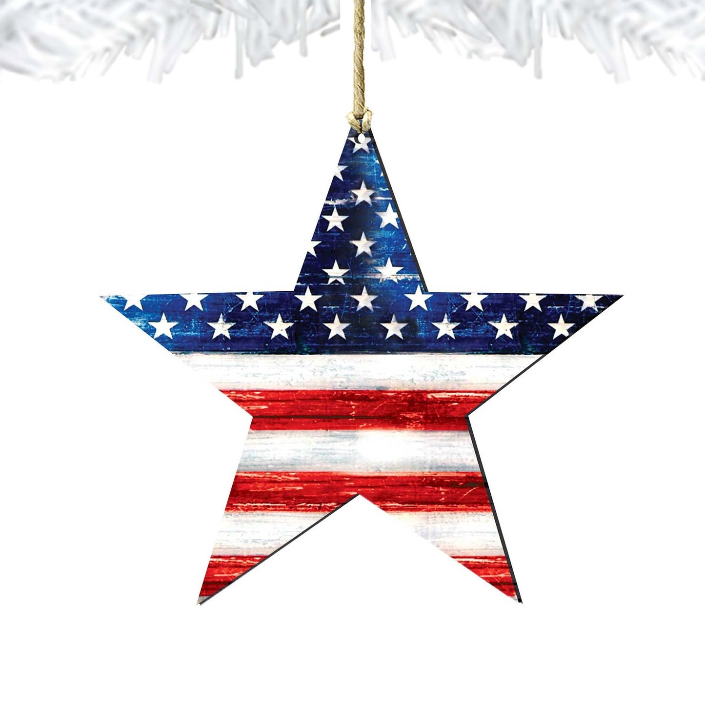 Patriotic US Star Rustic Wooden Ornaments - American Patriotic Decor - 8198917