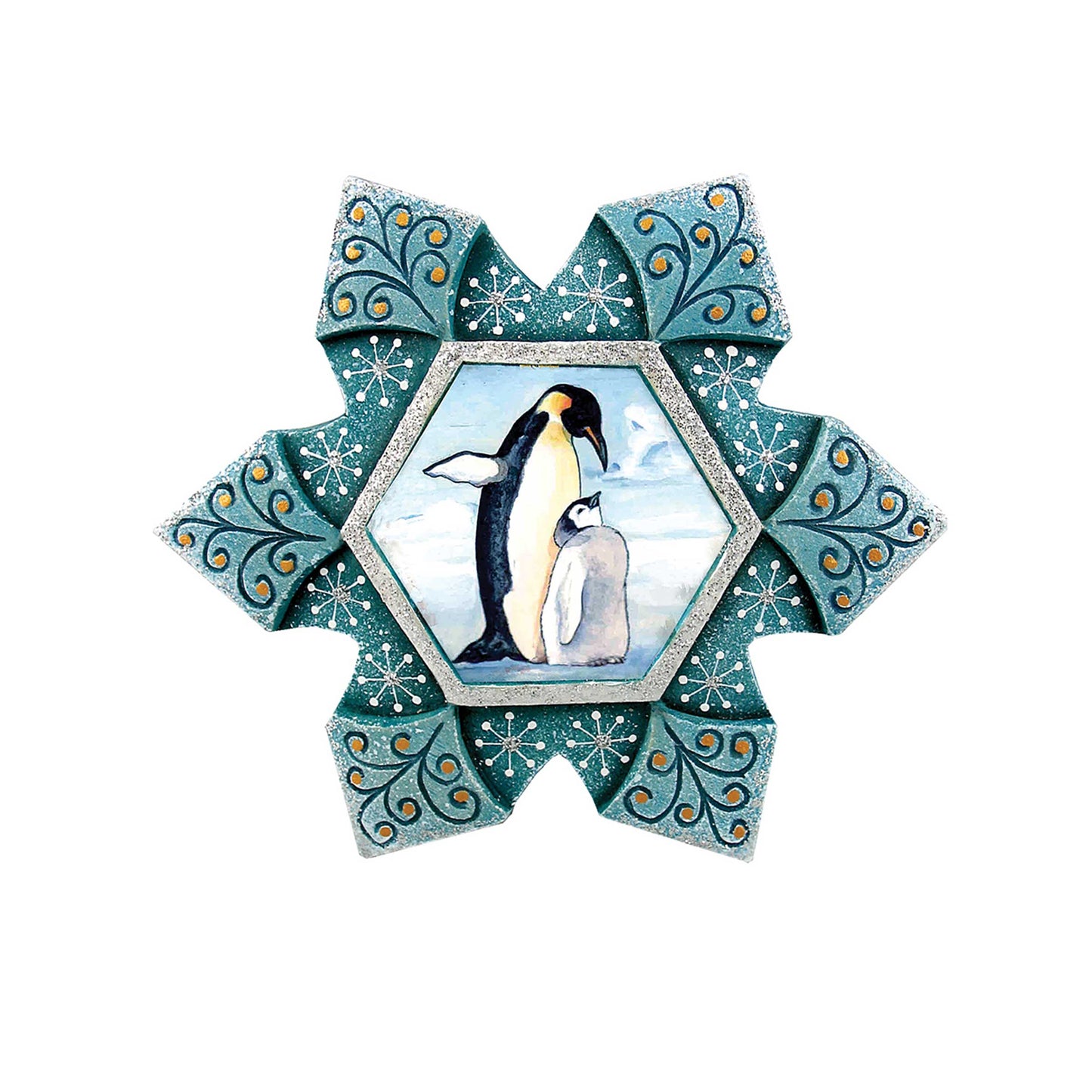 Penguin Snowflake Sculpted Hand-Painted Christmas Ornament by G. DeBrekht - Wildlife Holiday Decor - 6102173
