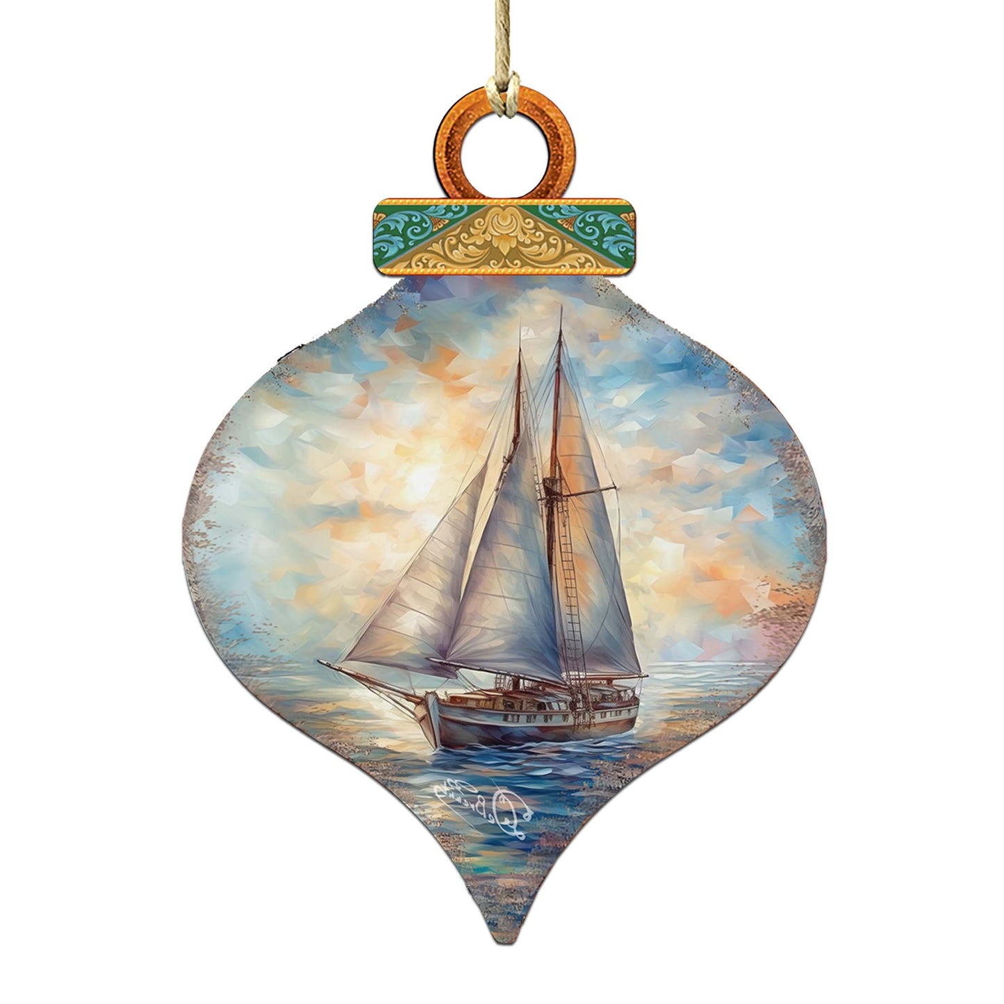 Holiday Coastal Ornaments - Sailboat Symphony Wooden Ornaments by G.Debrekht Coastal Holiday Decor - 8688172