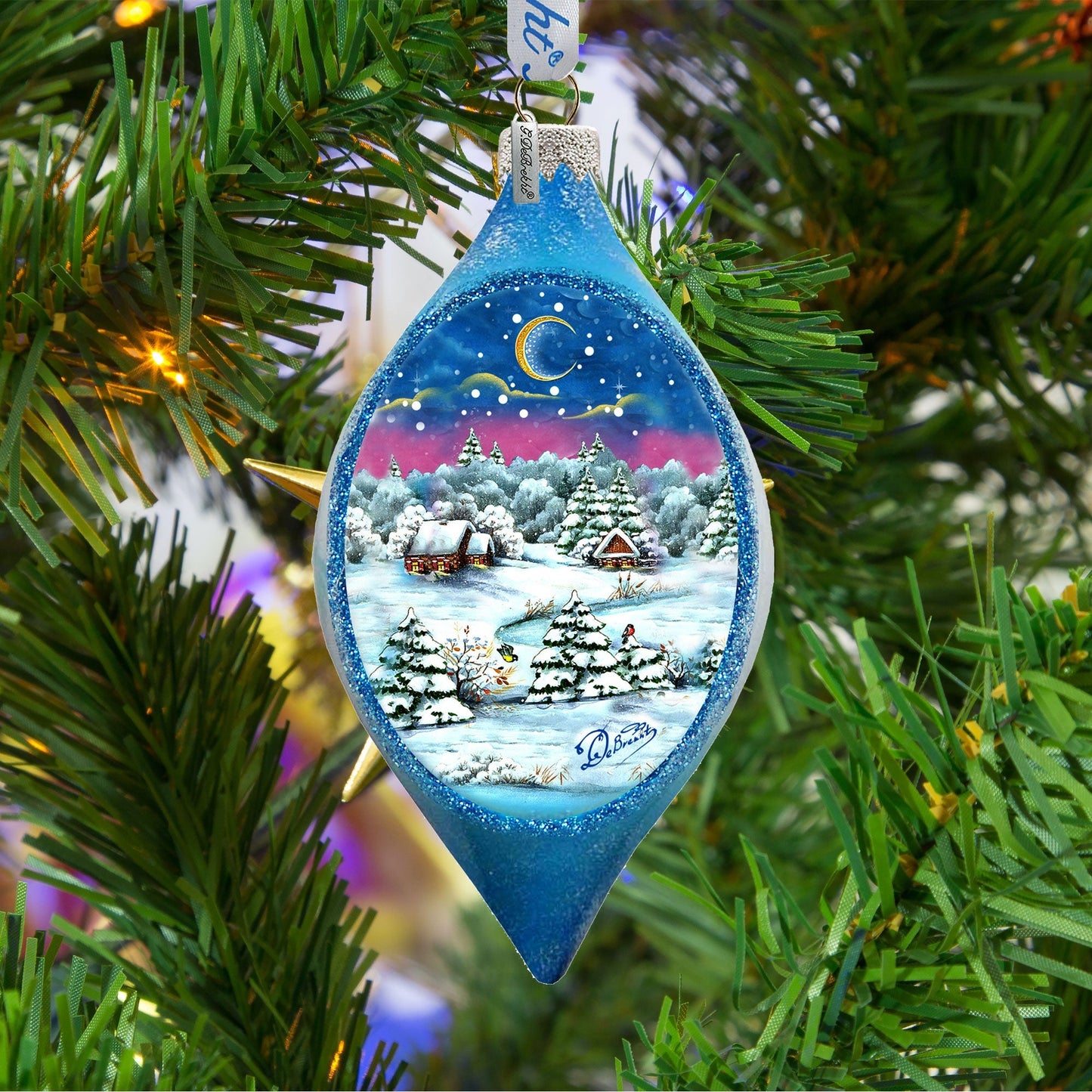 Christmas Night Glass Ornament by G. DeBrekht - 757-081