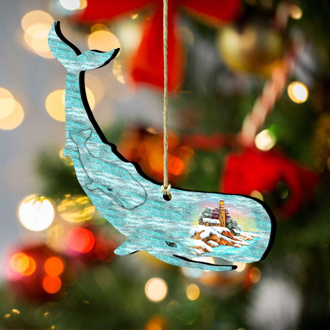 Whale Wooden Ornaments by G. DeBrekht - Coastal Holiday Decor - 8198516