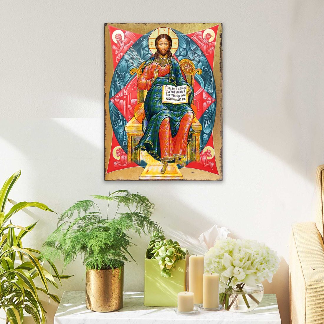 Jesus Wooden Gold Plated Religious Orthodox Sacred Icon - Inspirational Icon Decor - 85047