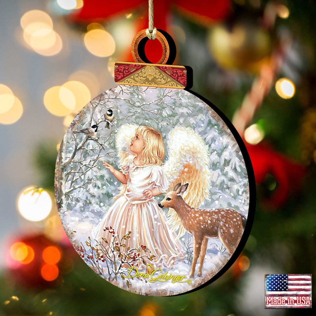 Woodland Angel Deer Wooden Ornaments by Gelsinger - Nativity Holiday Decor - 8021122-1703