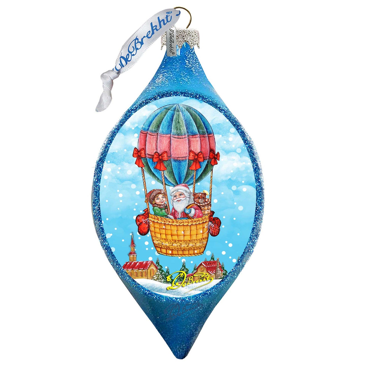 Above the Town Drop Glass Ornament by G. Debrekht - Christmas Santa Snowman Decor - 757-179