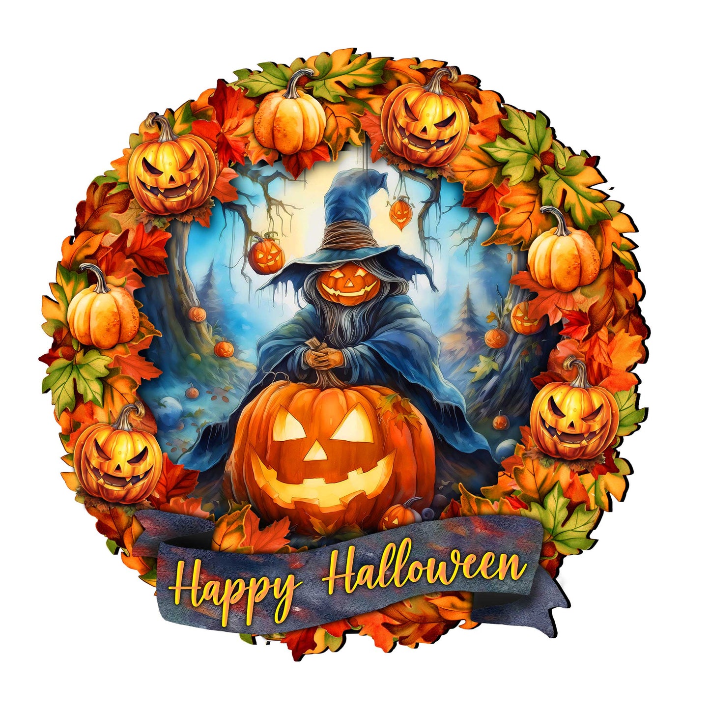 Happy Halloween Wreath Door Hanger by G. Debrekht - Halloween Decor - 8652821H