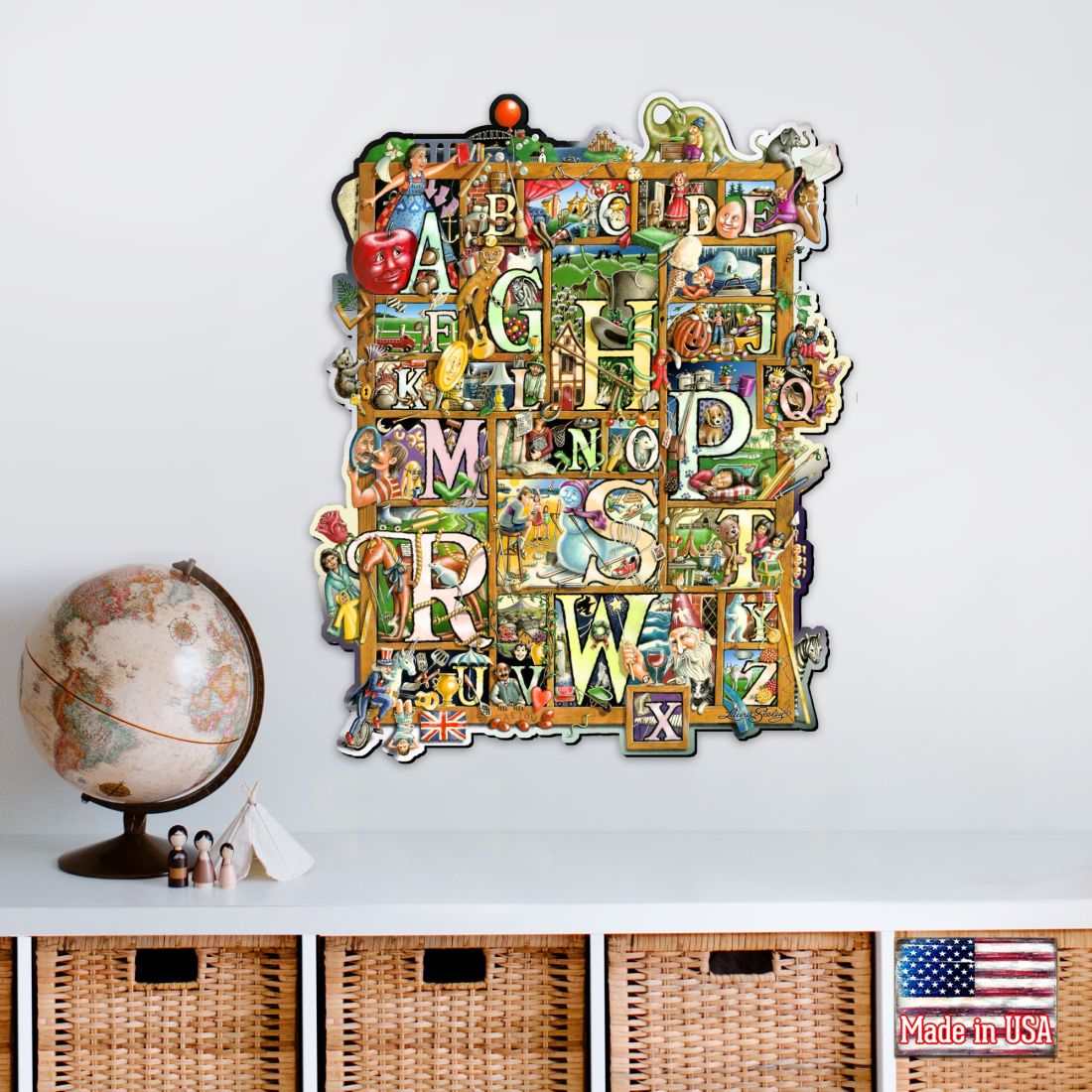Alphabet Whimsical Wall Art by Laura Seeley - Love Family Kids Decor - 8513007-LS