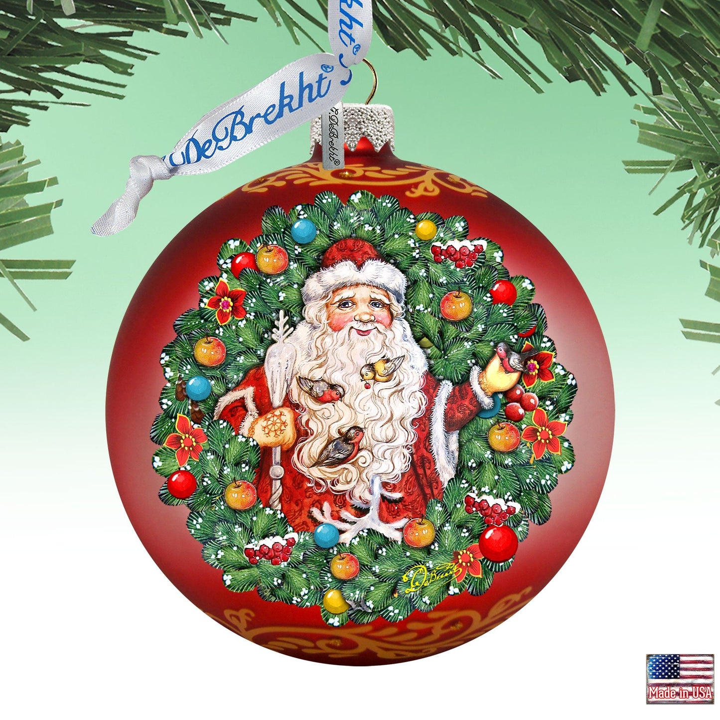 Santa the Bird Whisperer Glass Ornament Limited Edition by G. DeBrekht - Christmas Decor - 73914