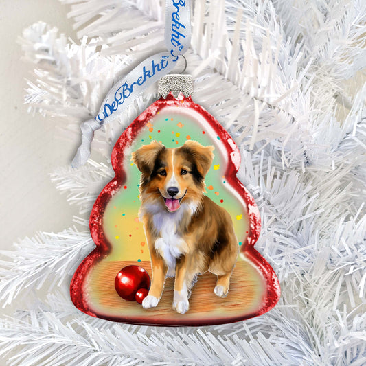Christmas Ornaments - Playful Dog Keepsake Glass Ornaments by G. Debrekht - Christmas Decor - 777403