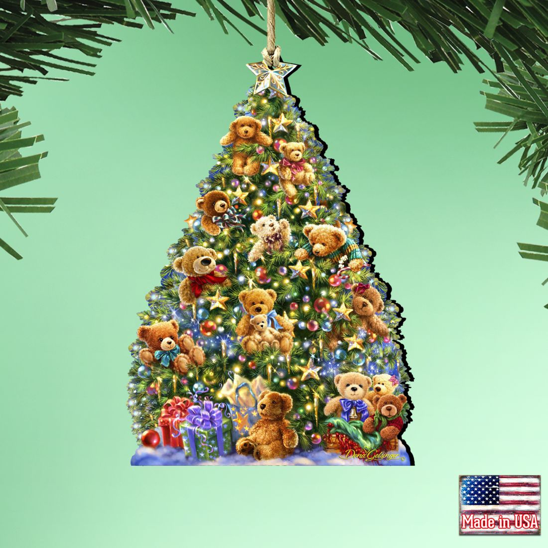 Teddy Bear Tree Wooden Ornaments by Gelsinger - Christmas Decor - 8161019-1101