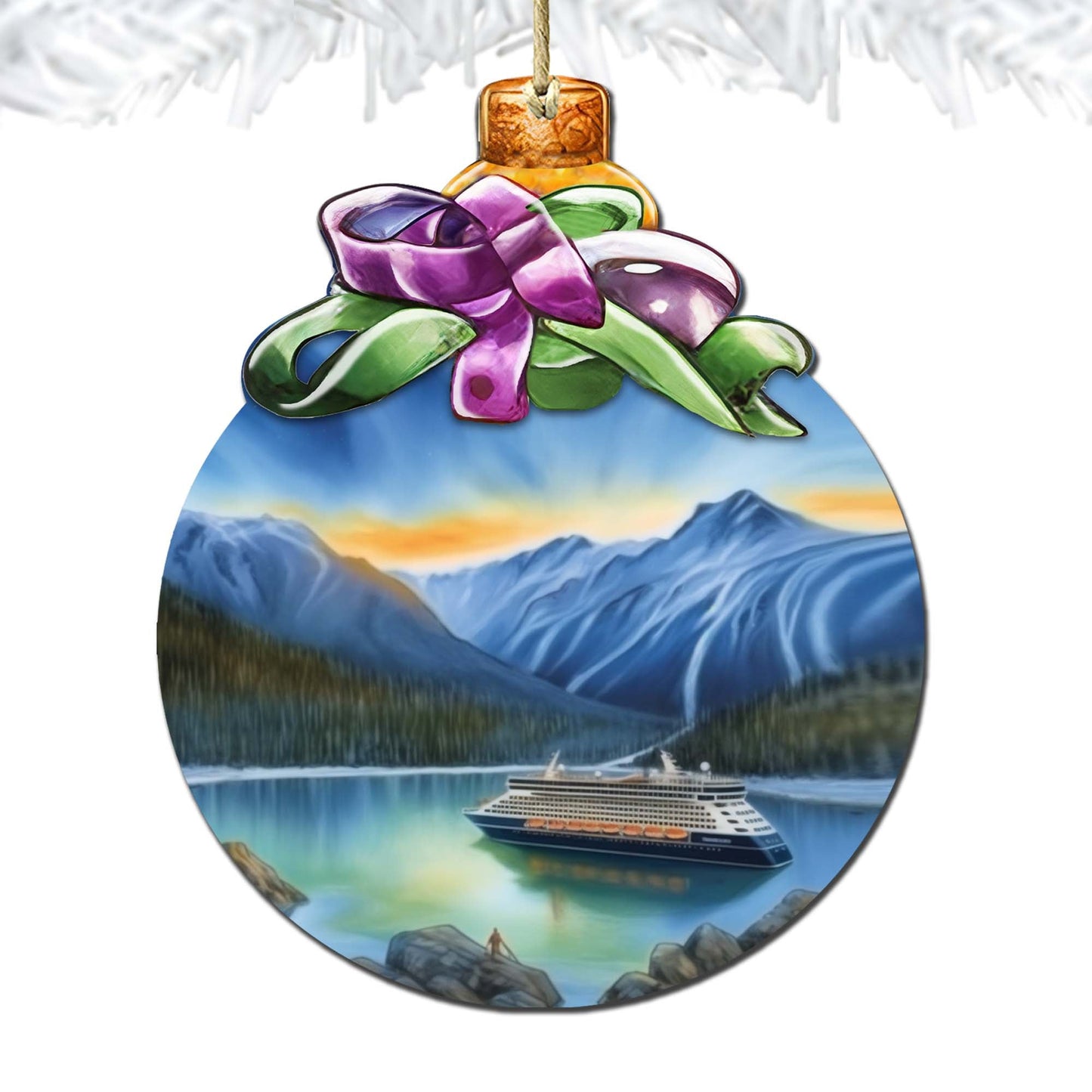 Cruising Alaska's Mountains Wooden Ornaments by G.Debrekht - Wildlife Holiday Decor - 870031