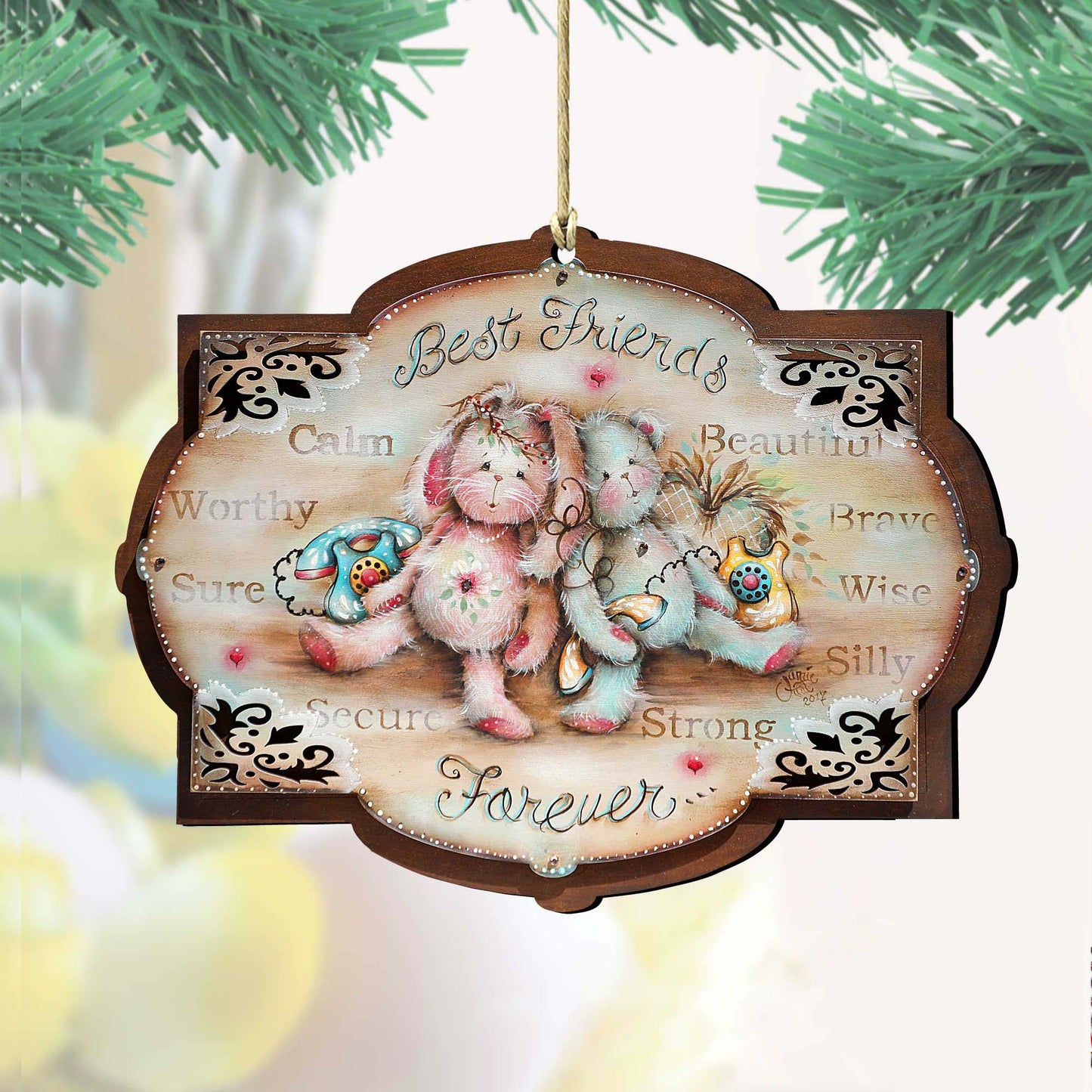 Best Friends Forever Wooden Ornaments by Jamie Mills-Price - Easter Spring Decor - 8457606