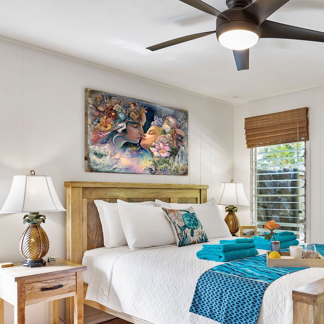 Prelude to a Kiss Fantasy Wooden Wall Art by Josephine Wall - Fantasy Decor - 852150-JW